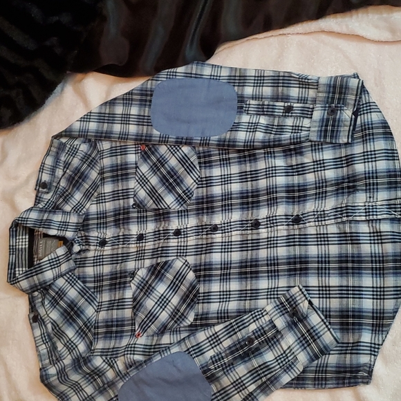 Drill Company Boys Plaid Shirt-Long Elbow Patch Sleeves-EUC-M (10/12) - Picture 1 of 9
